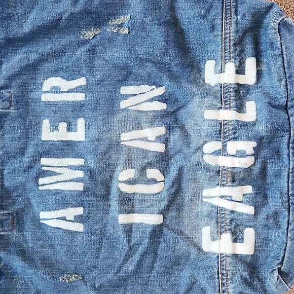 NWOT ❗️ American Eagle denim shoulder bag distressed big handbag - Picture 5 of 13